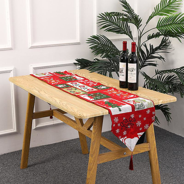 Ny bordsflagga liten trädduk, julköksbordsdekoration, för inomhus och utomhus familjefestdekoration 180x35cm