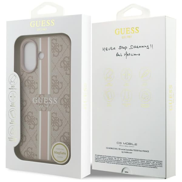 Guess 4G Printed Stripes MagSafe-deksel til iPhone 17 rosa