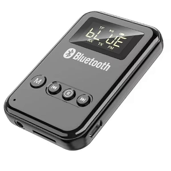 Bluetooth-mottaker Sender Bluetooth 5.0-adapter 3,5 mm Jack AUX FM Bilsett Håndfri samtale og mikrofon Black