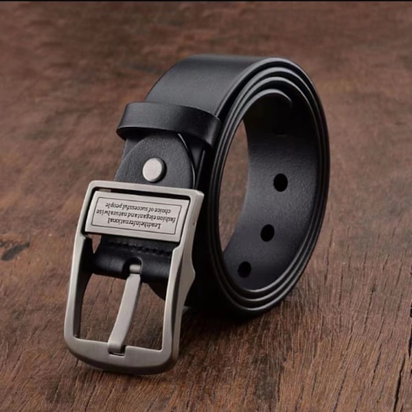 Läder Bälte Herr Läderbälte Mode Metall Legering Spänne Vuxen Jeans Business Casual Midja Manligt Bälte Märke HK-black 110