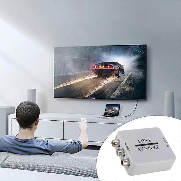 RF-modulator - RCA / Composite A/V -til- RF / Coax / Koaksial - RCA Converter Kit SZRH A-F 5 5