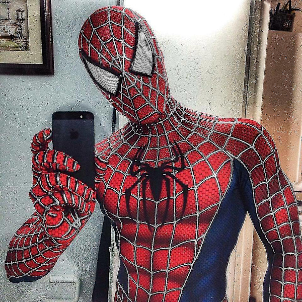 Raimi Spider-Man jumpsuit cosplay kostym för barn och vuxna, kostymfest present - WELLNGS Kids XL (140-150)