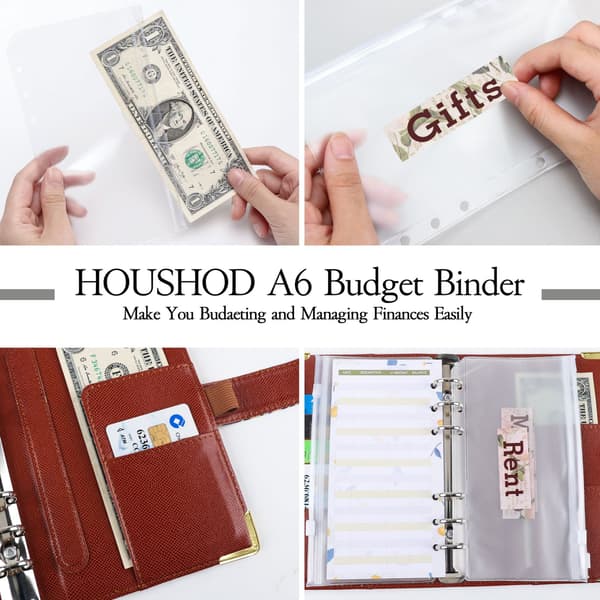 A6 Leopardprint PU-læder Budget Binder Organizer 360