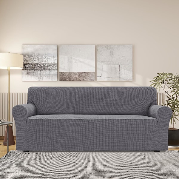 3-sits sofföverdrag, justerbara överdrag, stretch sofföverdrag, med armstöd, soffskydd för katter, hundar och husdjur, grå Grey 3 seats (185-215 cm)
