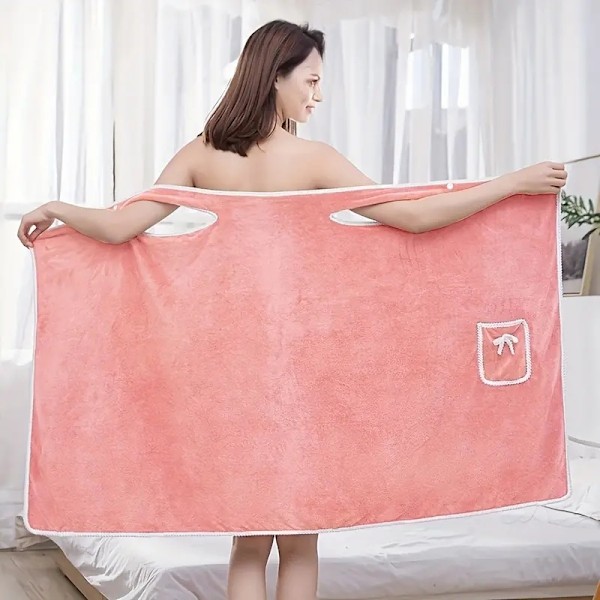Badlakan för kvinnor, bärbara snabbtorkande badrockar för flickor, strand, spa, tvättkläder, dusch- och gymhandduk Pink 85x135+1pc