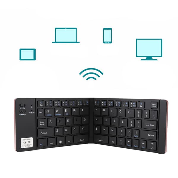Foldable Mini Portable Wireless Bluetooth Keyboard Universal For Phone Tablet PC (Rose Gold)