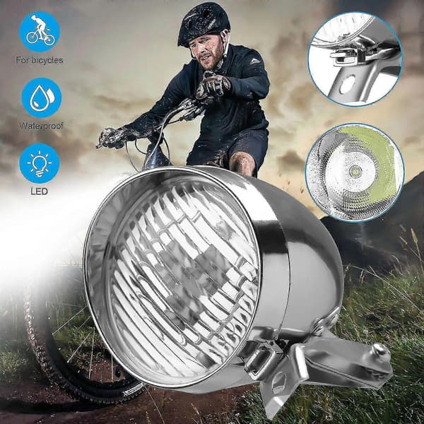 Klassisk Krom Retro Sykkel LED Lys Frontlykt Sykling Frontlampe