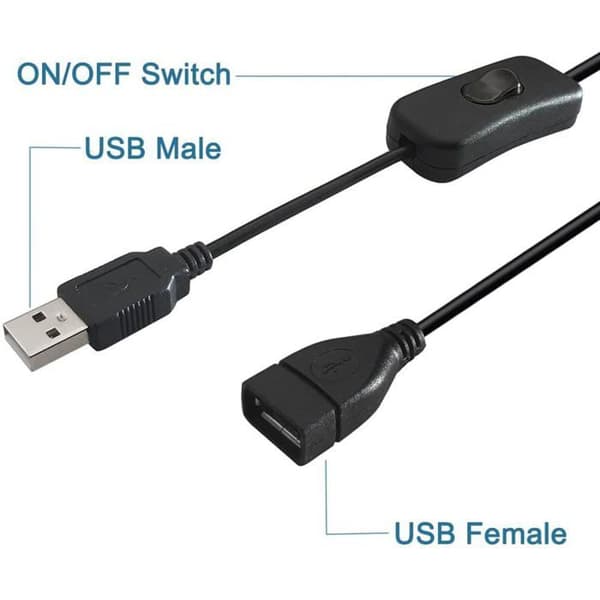 2-delt USB han til hun kabel med tænd/sluk-knap, inline USB forlænger vippekontakt