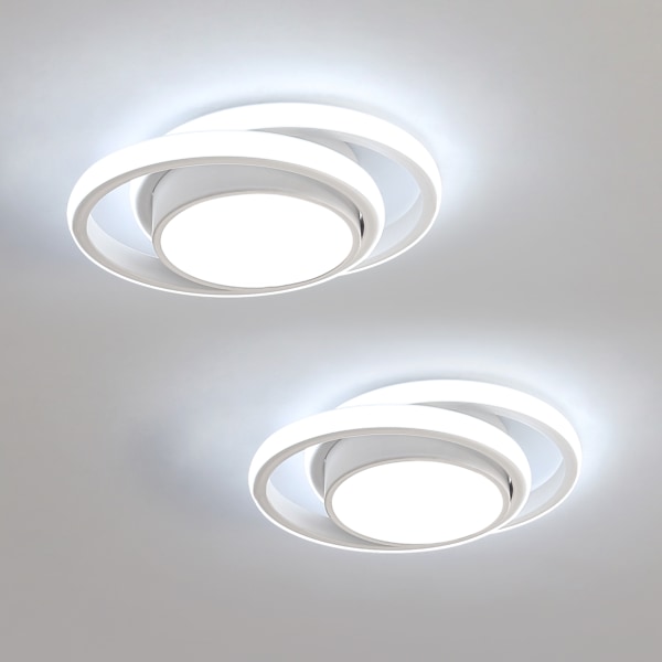 2 STK Dobbel rund hvit LED taklampe i aluminium 32W 27*22*6CM hvitt lys 220V 6500K 1PCS