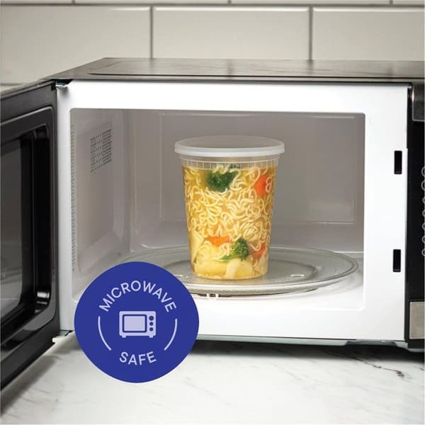 Matförvaringsbehållare [Set om 24] 950 ml plastbehållare med lock, för slime, soppa, matlagning
