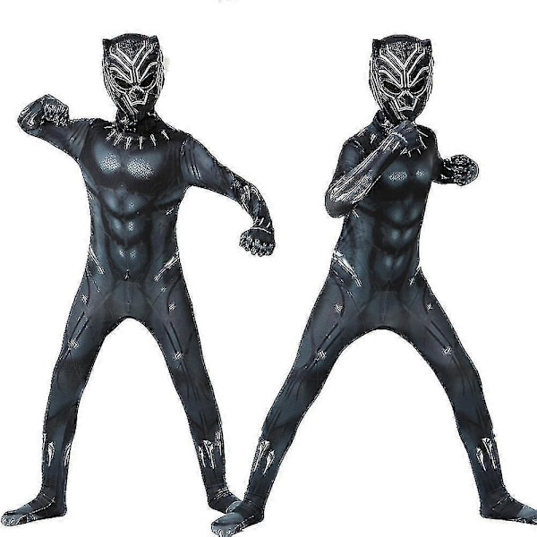 Halloween Barn Gutter Svart Panter Cosplay Kostyme Party Jumpsuit Playsuit 110