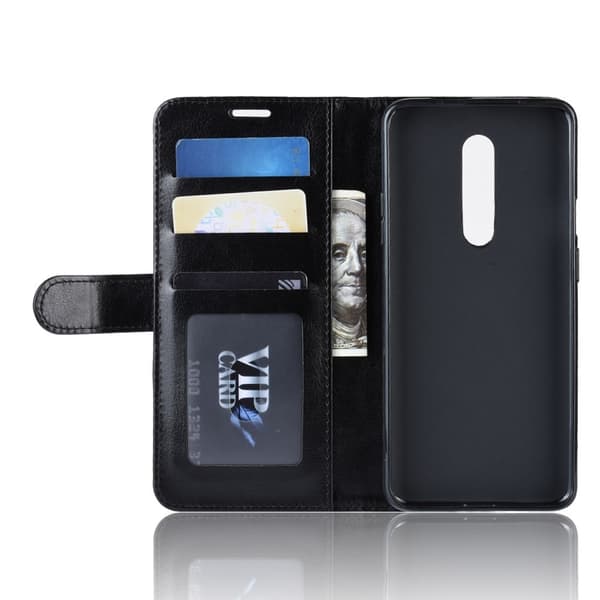 OnePlus 7 Pro - Crazy Horse Wallet Case - Sort Black Svart