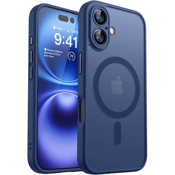 Magnetiskt skal för iPhone 16 Pro Max med fullständigt kameraskydd [Kompatibelt med MagSafe] [Transparent matt] Skyddande mobilskal, Deep Blu Purple Deep Blue iPhone 16