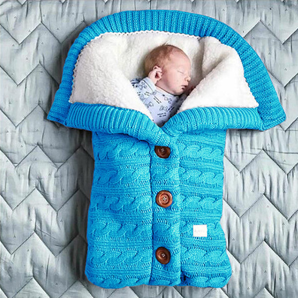 Sovsäck för bebis, foder av konstgjord kashmir för barn, nyfödd inlindning, filt för barnvagn Sky Sleeping Bag