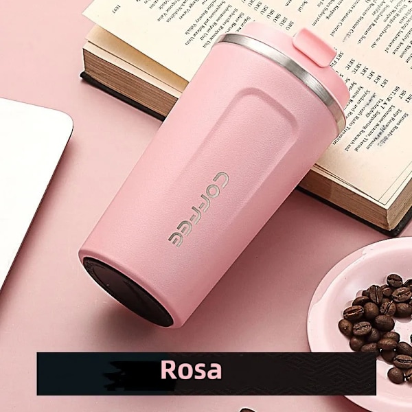 350ml/500ml Rostfri Kaffekopp Rese Termos M Läcksäker Termosflaska Te Kaffe M Vakuumflaska Isolerade Koppar Pink 380ml