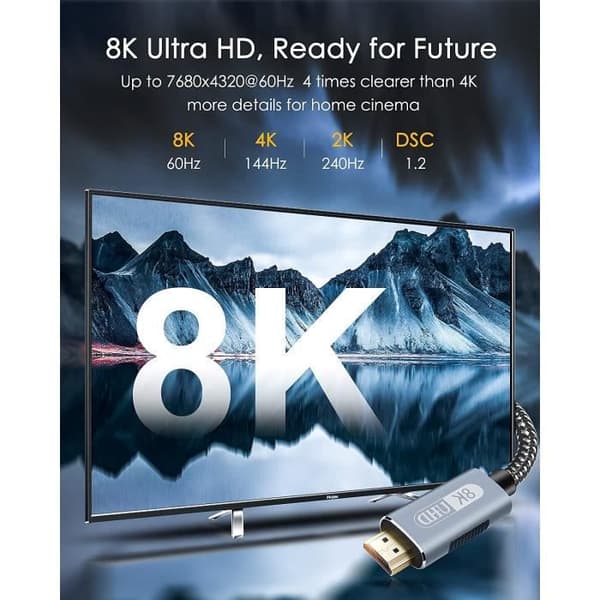 HDMI 2.1-kabel - HAUTSTORE - 5m - 8K 60Hz - Dynamisk HDR - Dolby Vision