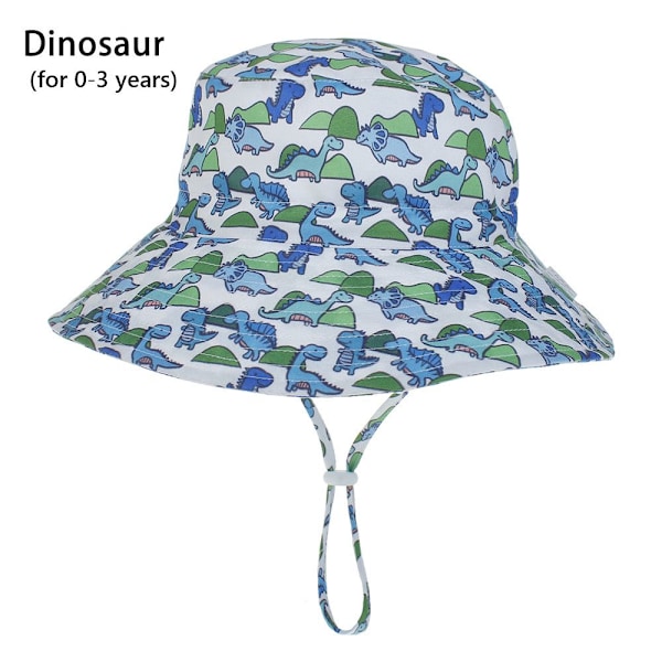 Sommar Baby Solhatt Barn Utomhus Nacke Öron Skydd Anti UV-skydd Strandhattar Pojke Flicka Badhattar För 0-8 År Dinosaur (for 0-3 years)