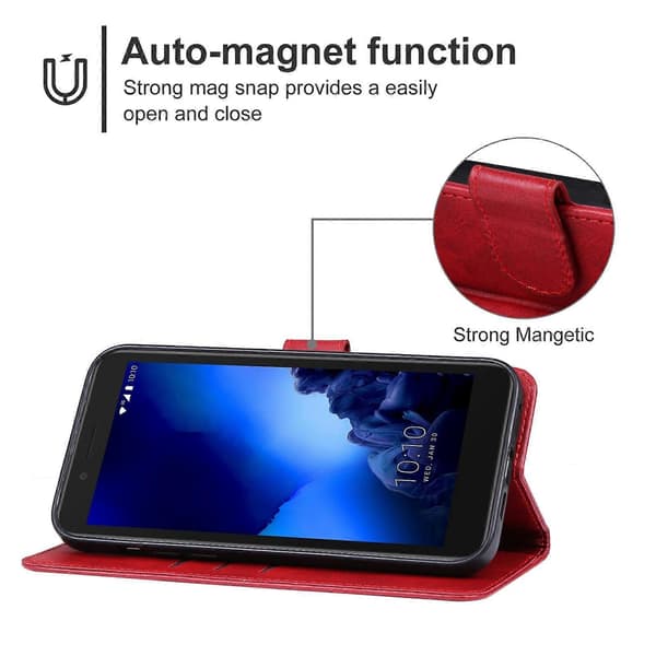 För Alcatel 1C 2019 Läderfodral Red