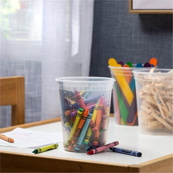 Matförvaringsbehållare [Set om 24] 950 ml plastbehållare med lock, för slime, soppa, matlagning