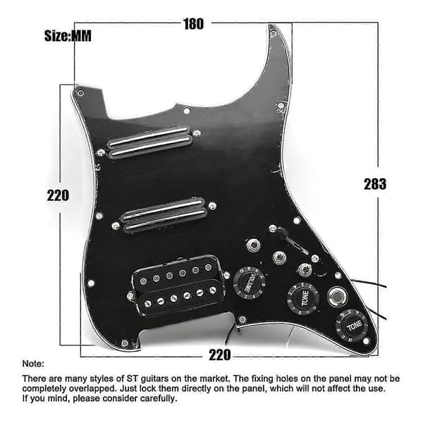 Elektrisk Gitarr Pickguard Pickup Med Singlecut-Koppling Förladdad Gitarr Pickguard För Strat G Black