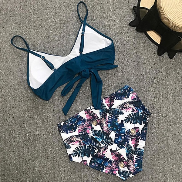 Lady Bikini Set Baddräkt Sommar Badkläder Strandbaddräkt Blue M