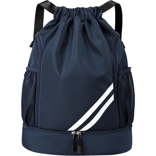 Ryggsäck med dragsko med stor kapacitet Sportryggsäck för män kvinnor Lätt reseryggsäck dark blue