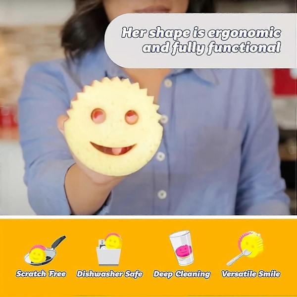 Scrub Daddy & Scrub Mommy Kaksipuolinen Sienisetti - Ergonominen, naarmuttamaton puhdistus keittiöön, kylpyhuoneeseen ja muualle - Polyuretaani, turvallinen useille pinnoille Random Color 3pcs