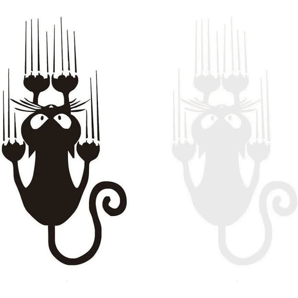 Roliga och söta svartvita kattbilklistermärken, personliga roliga bilklistermärken, kattränder, - set med 2 klistermärken (katter)