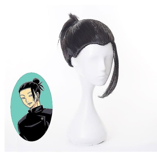 Anime Jujutsu Kaisen Cosplay Peruk Geto Suguru Black Tie Hair