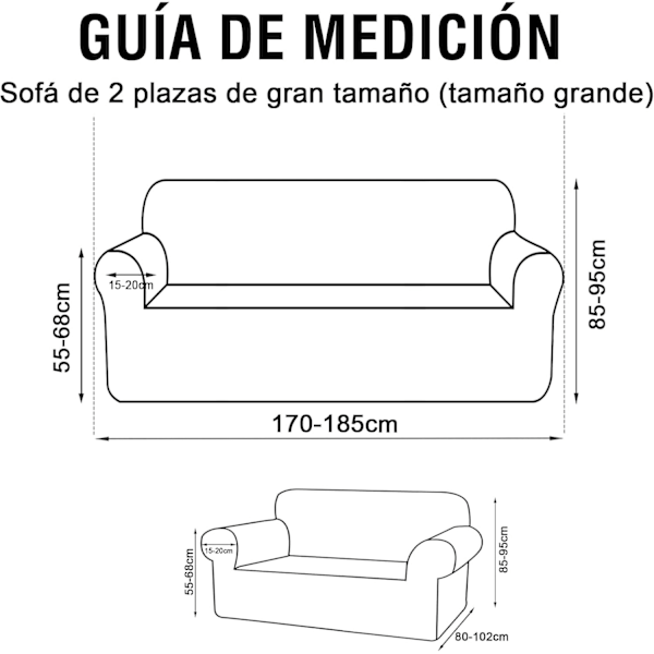 Justerbara 3- och 2-sits Sofföverdrag, Stretch Sofföverdrag, med Armstöd, Soffskydd, Jacquard Sofföverdrag, Halkfria Tvättbara, Grå Grey Large 2-seater (170-185 cm)