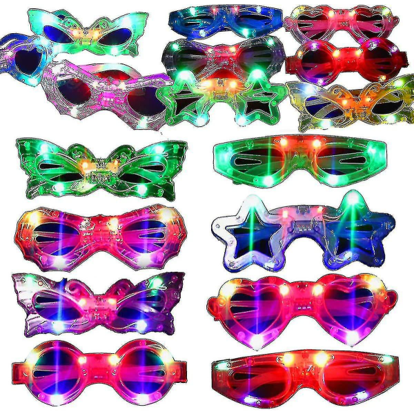 24-pack LED-glasögon för barn Glow In The Dark Festtillbehör Favor,6 Led 6 Former Glasögon Blinkande Plast Ljus upp Glasleksaker Bulk 3 Utbytbar Bat