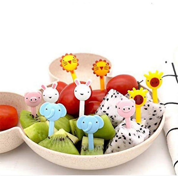50 stk. Mad Frugt Gaffel Picks til Børn Søde Dyr Bento Box Dekorationsgafler Kage Små Gafler Dessertgafler Mini Tegneserie Tandstikker til Kage Dessert Kager