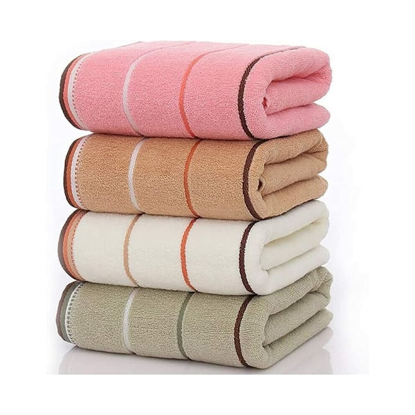 Set med fyra badhanddukar i 100 % kammad bomull: Superabsorberande och supermjuka spa-handdukar i bomull (35 x 75 cm)