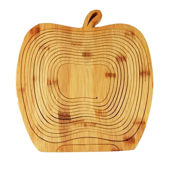 Creative Home Foldable Fruit Basket Creative Apple Shaped Bamboo Fruit Basket Decorative Table Plate For Kitchen