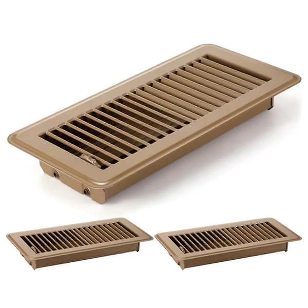 3 stk. gulvventiler, 4x10 tommer gulvregister gulvventil deksler, A Brown