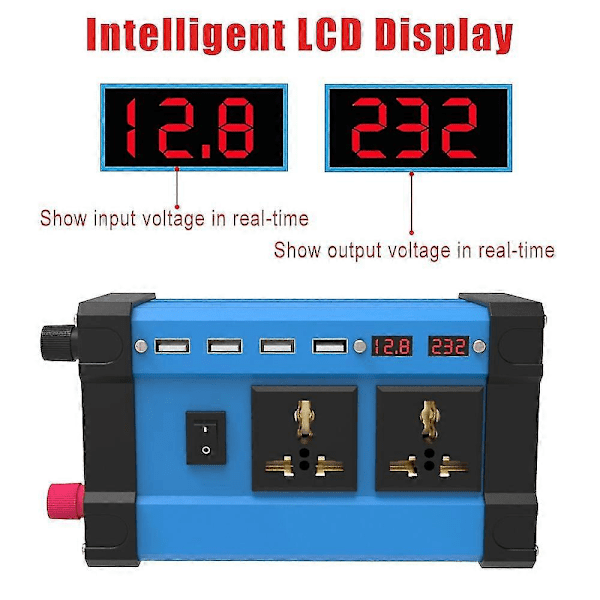 Inverter 4000w 12v til 220v/110v Spændingsomformer Smart Farvedisplay Dobbelt Usb 3.6a Hurtig Opladning DC12V To 110V