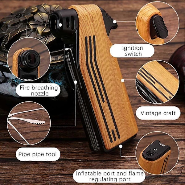 4 i 1 Pip Tändare Portabel Pip Tändare för Utomhus Inomhus Present till Män Light Wood Grain