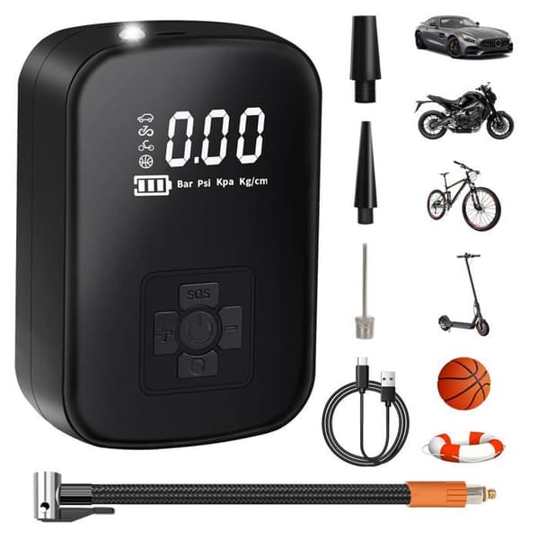AIMOONSA Bärbar Luftkompressor - Mini 150PSI - 4000mAh Batteri - LCD-skärm - Aluminium
