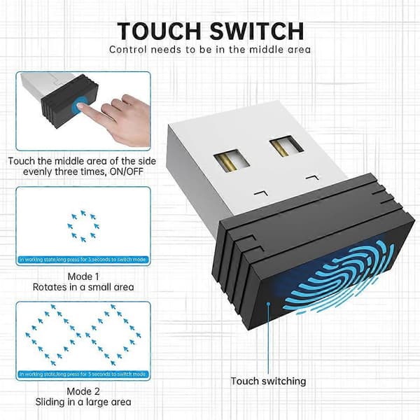 USB-musejiggler uoppdagelig musebeveger med USB C-adapter, svart