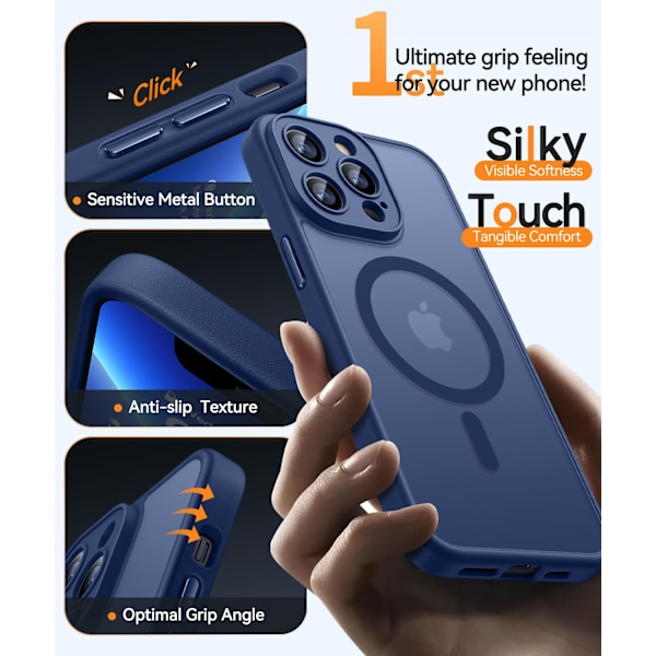 Magnetiskt skal för iPhone 16 Pro Max med fullständigt kameraskydd [Kompatibelt med MagSafe] [Transparent matt] Skyddande mobilskal, Deep Blu Purple Deep Blue iPhone 13 Pro