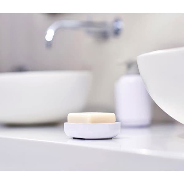 Label Quick-Draining Soap Dish Duo with Removable Drying Rack, White