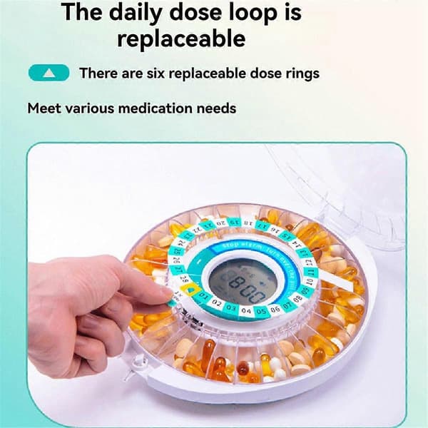 Automatisk pilledispenser for eldre med alarm, lyd- og lyspåminnelser White