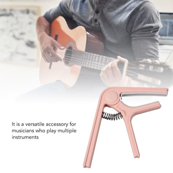 Universal gitarr ukulele capo, halkfri skyddsklämma, rosa elektrisk etikett