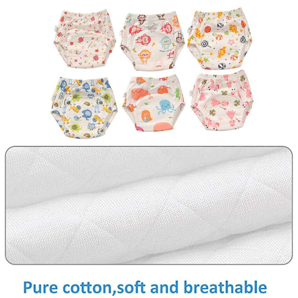 6-pack Unisex Återanvändbara Träningsbyxor i Bomull för Potträning, Vattentäta, Stil 4 style 4 110