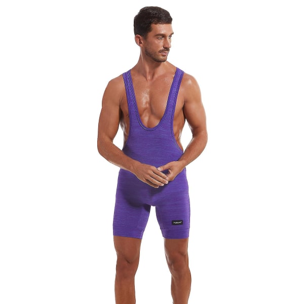 Mäns kroppsformande underkläder med hög midja brottningskläder sportträningskläder Violet S