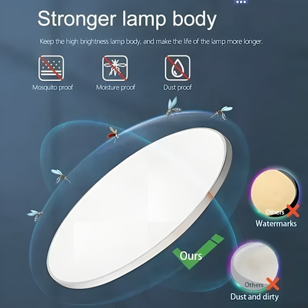 Smart taklampe for soverom, LDE for stue, hovedlampe med øyebeskyttelse 30W30cm