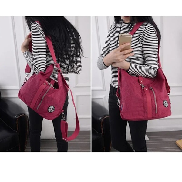 3 i 1 Dame Tasker Multifunktionel Rygsæk Skuldertaske Nylonstof Tote Genanvendelig Indkøbstaske Dame Rejsetaske Crossbody Taske sea blue