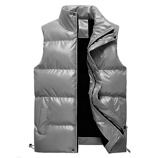 Sliktaa Vattentät Ärmlös Jacka för Män, Glänsande Puffer Västar LGL Silver Silver XL