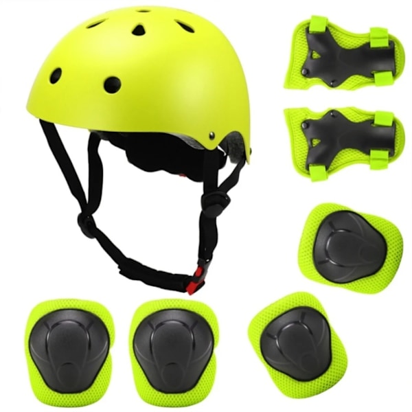 Justerbart hjälm- och skyddsset för barn, knäskydd, armbågsskydd, handledsskydd för Scooter SO Verde