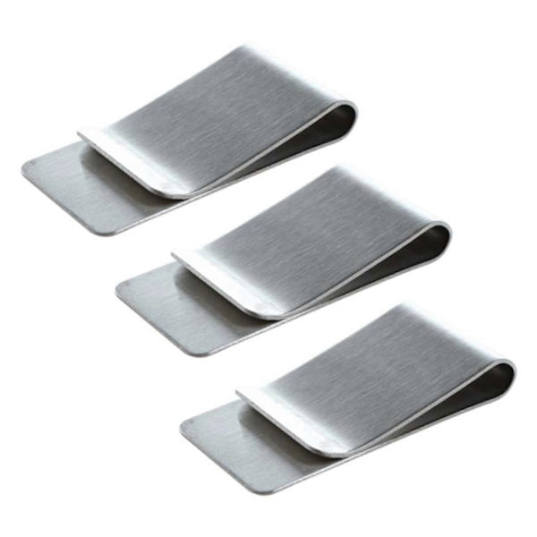 3X Pengeseddelklype, Rustfritt Stål Sølv silver